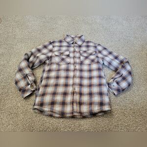 Men's Casual Puwasa Plaid Button-Down Long Sleeve Lined Jacket